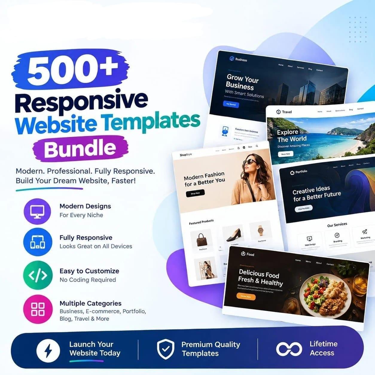 500+ Responsive Website Templates Bundle