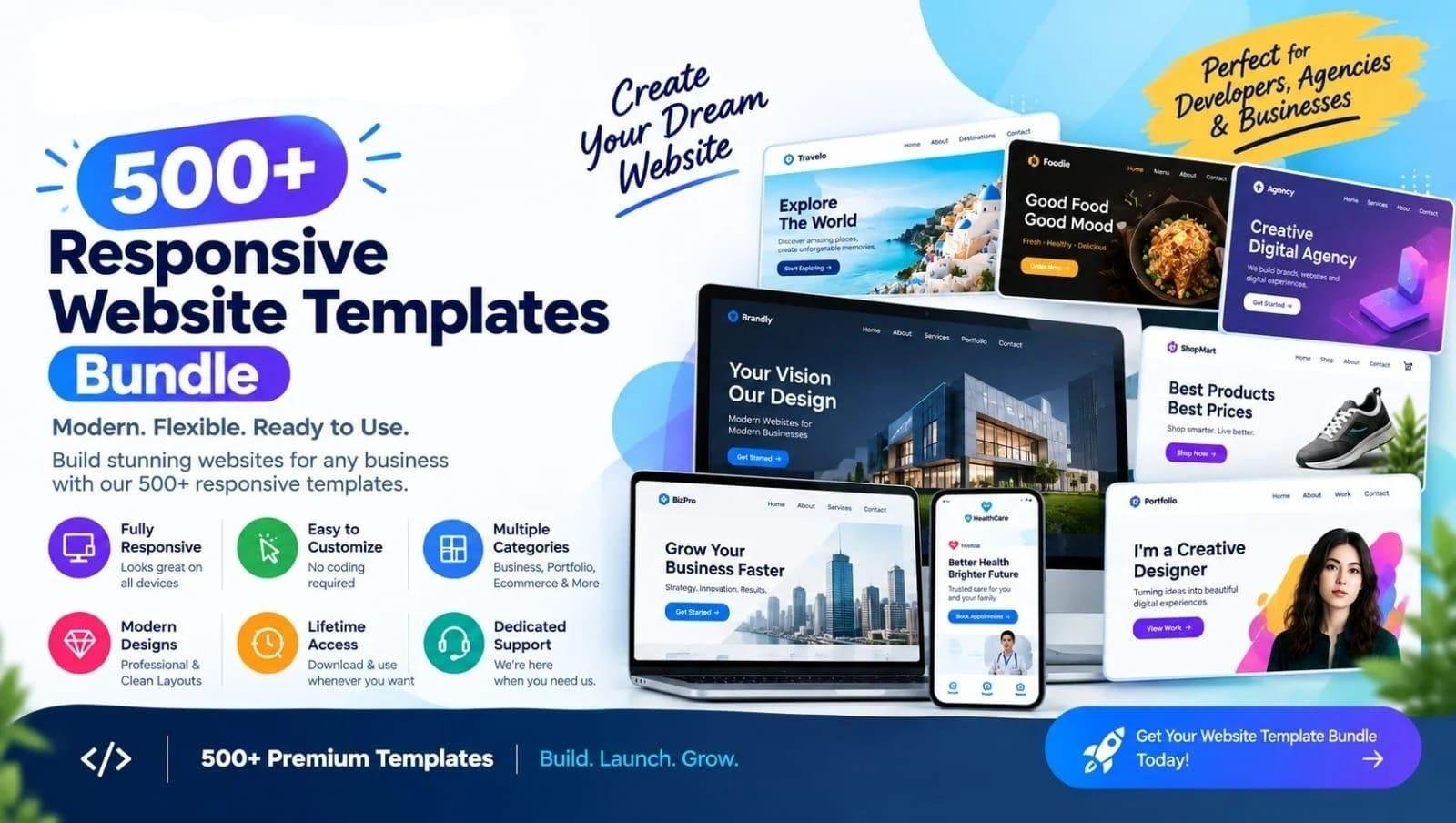500+ Responsive Website Templates Bundle